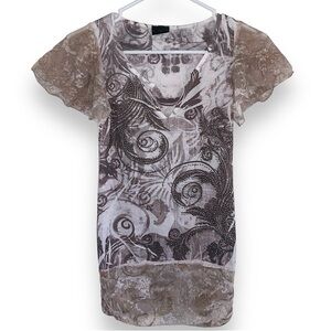 Y2k Buckle Cyber Grunge Lace Embellished Top